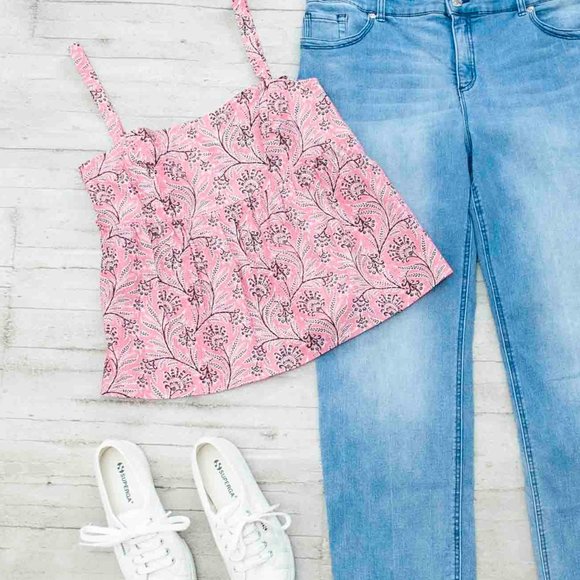 NWT J. Crew Tie-shoulder Tank Top in Ratti Coral Vines size 10 - Picture 1 of 11